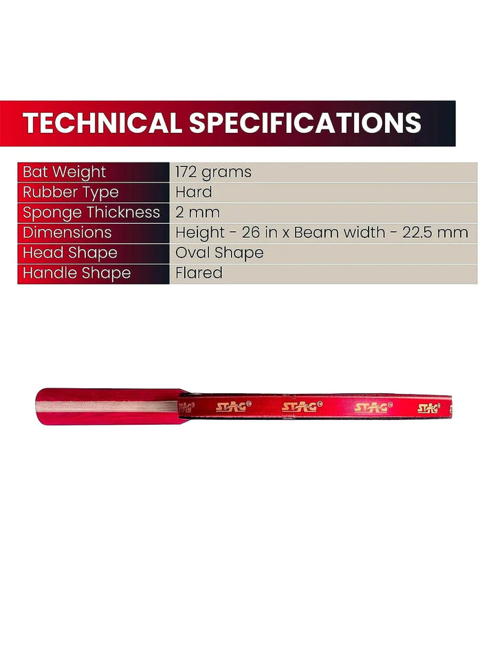 STAG Championship ITTF Approved Rubber Intermediate Table Tennis Bat