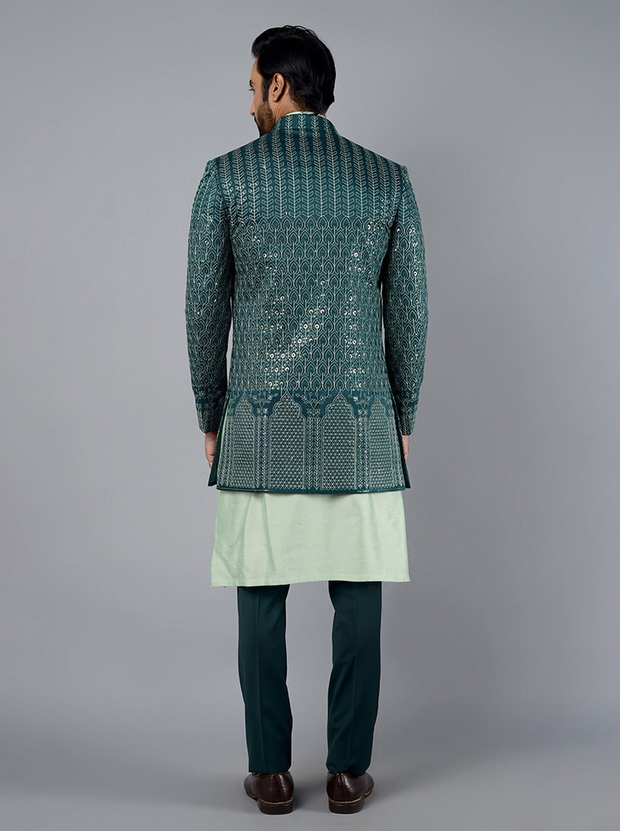 Majestic Bottle Green Indowestern for Traditional Wedding Events