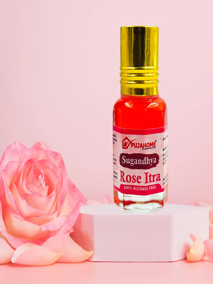 Sugandhya Rose and Chandan Itra Combo For Puja 5ML (Pack of 2)