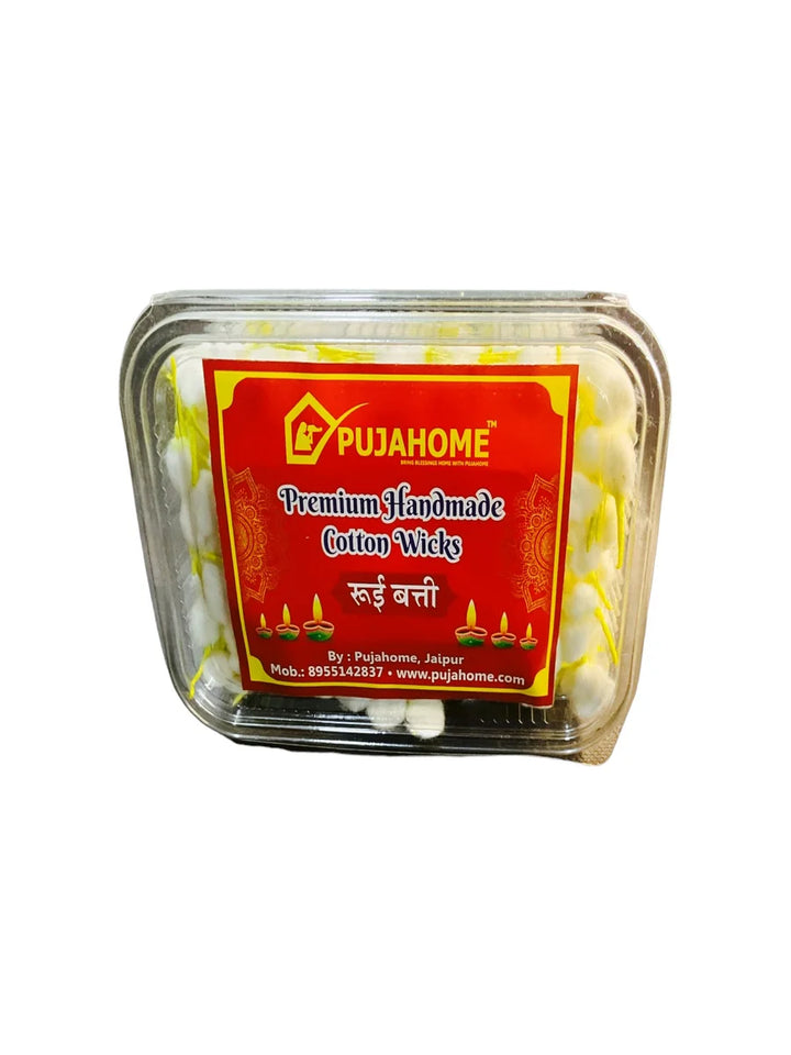 Handmade Chandan Round Cotton Wicks / Rui Batti Box/ Yellow Tip Cotton Wicks Box Contains 600+ Pieces