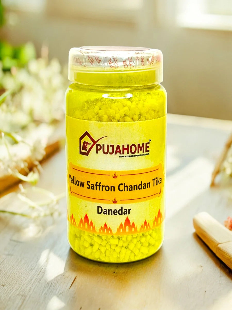 Premium Yellow Saffron Chandan Tika Danedar 200 Gram Box