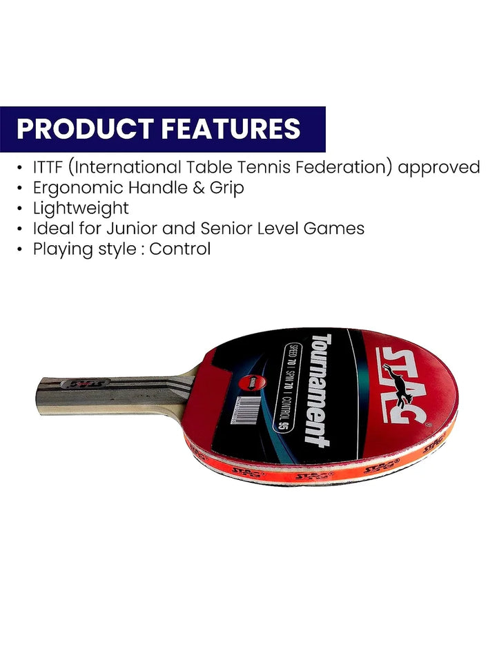 STAG Beginner ITTF Approved Rubber Tournament Table Tennis Bat