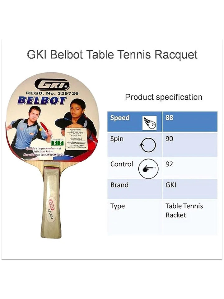 GKI Belbot Wood Table Tennis Racquet, Multicolor