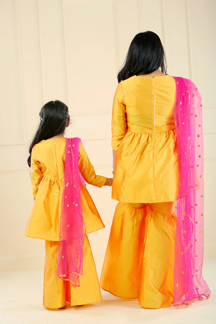 Amber Fuchsia Mom and Daughter Matching Peplum Suit Set
