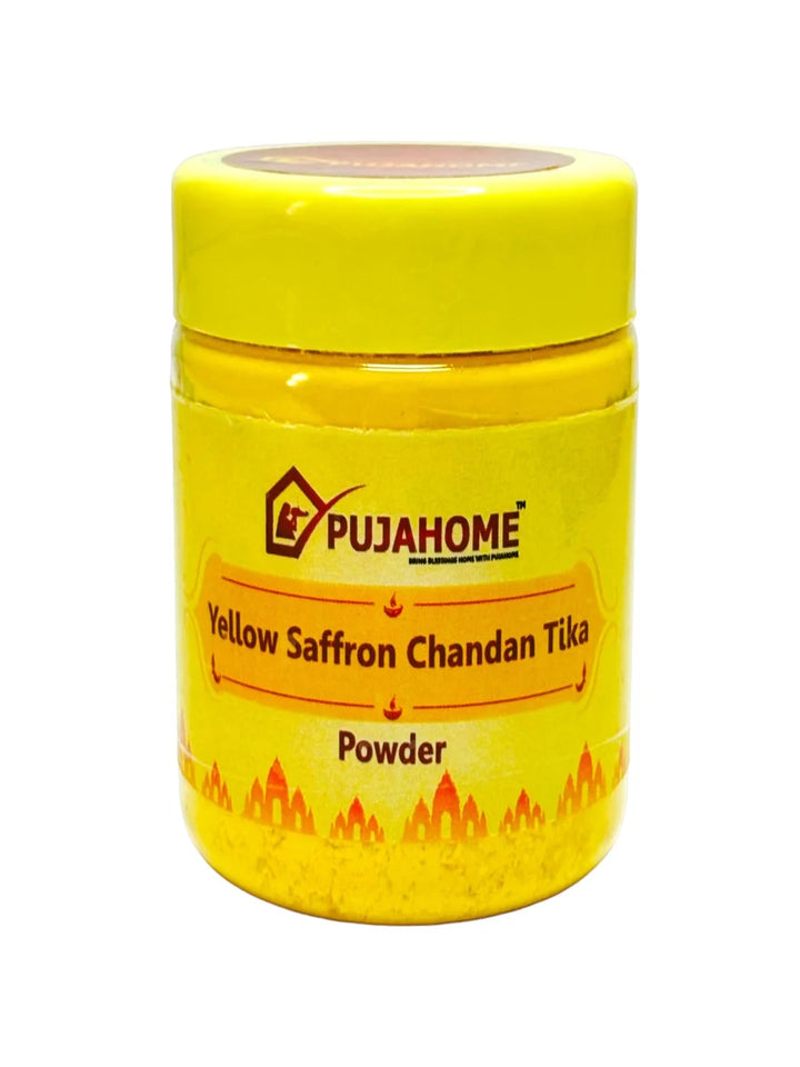 Premium Yellow Saffron Chandan Tika Powder 50 Gram Box