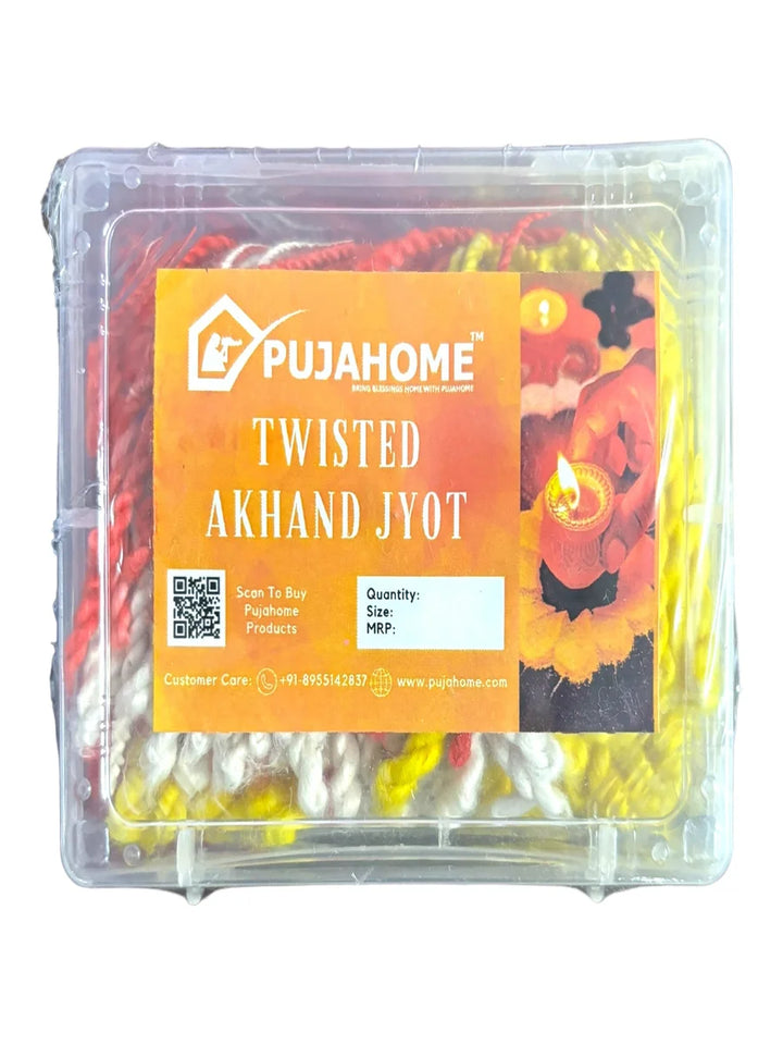 Twisted Akhand Jyot Cotton Color Short Wick ( 300+ Pieces), Multi Colour