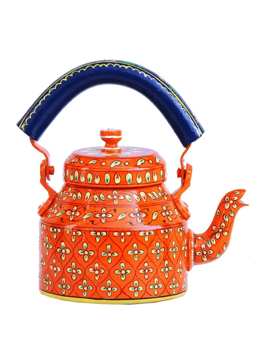 Exquisite Handcrafted Meenakari Tea Set | 6 Glasses & Wooden Tray