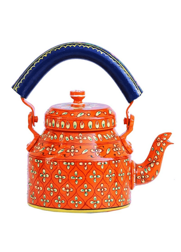 Exquisite Handcrafted Meenakari Tea Set | 6 Glasses & Wooden Tray