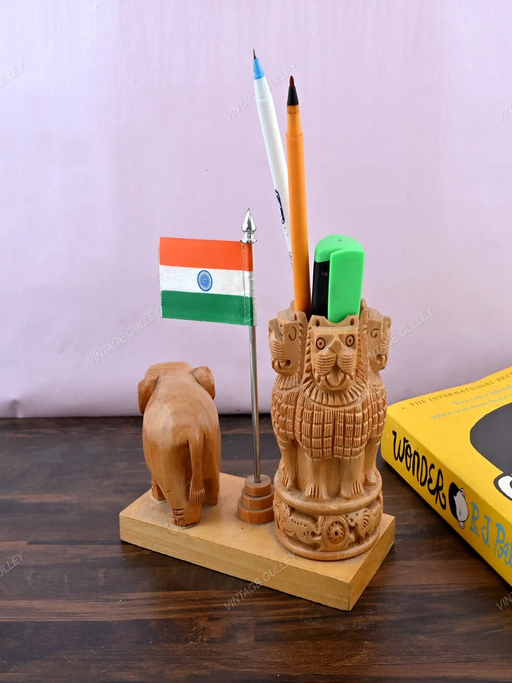Wooden Pen Stand | Premium Quality Wooden Desk Organizer Gift