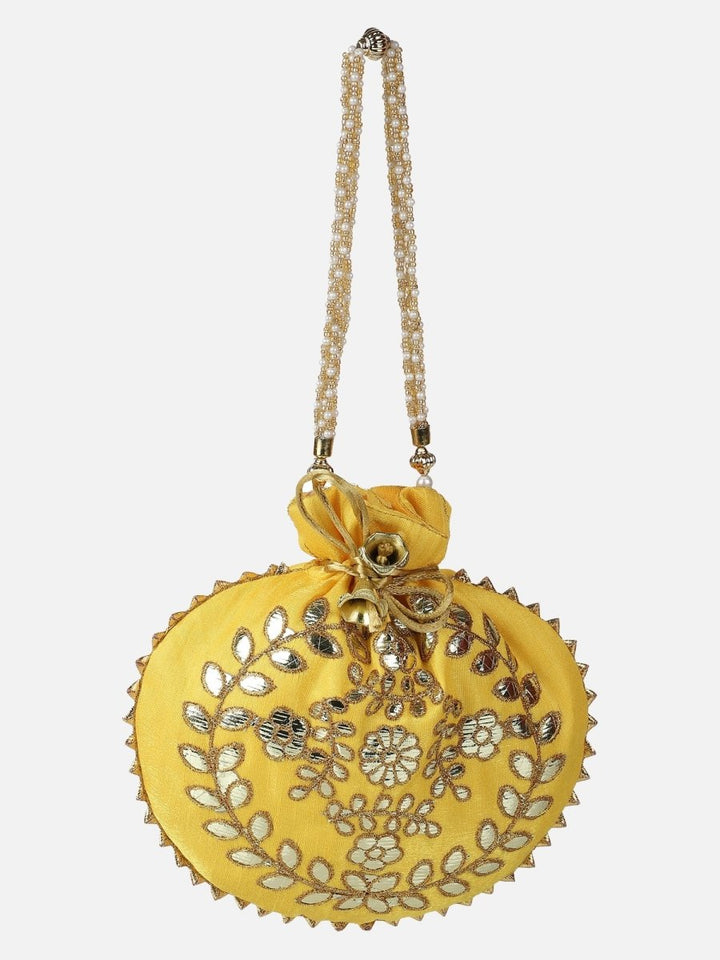 Yellow Embroidered Potli Purses - AWEMPOT0458 - Yellow