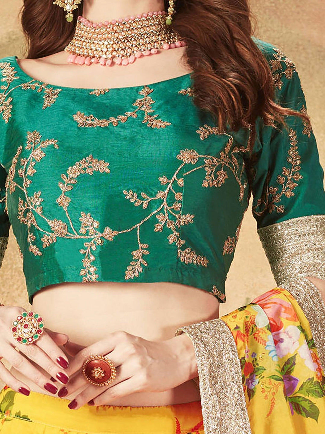 Yellow Lehenga Choli | Customizable Fit & Floral Print