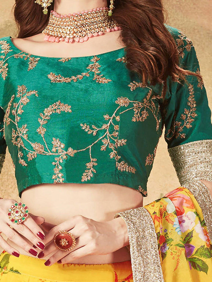 Yellow Lehenga Choli | Customizable Fit & Floral Print