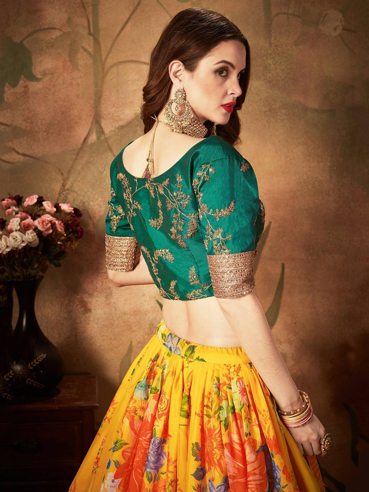 Yellow Lehenga Choli | Customizable Fit & Floral Print