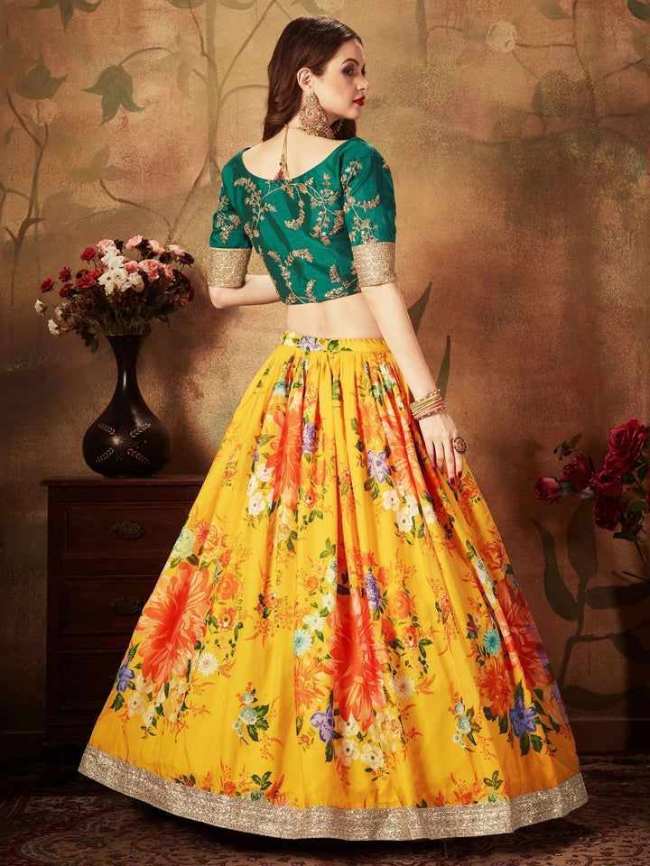 Yellow Lehenga Choli | Customizable Fit & Floral Print