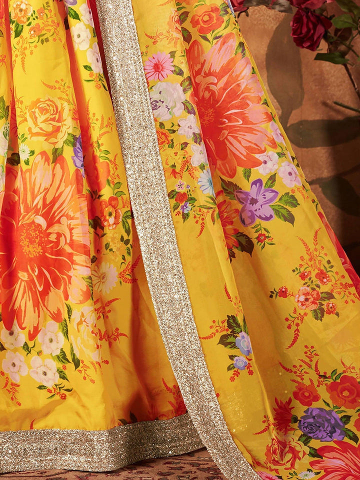 Yellow Lehenga Choli | Customizable Fit & Floral Print