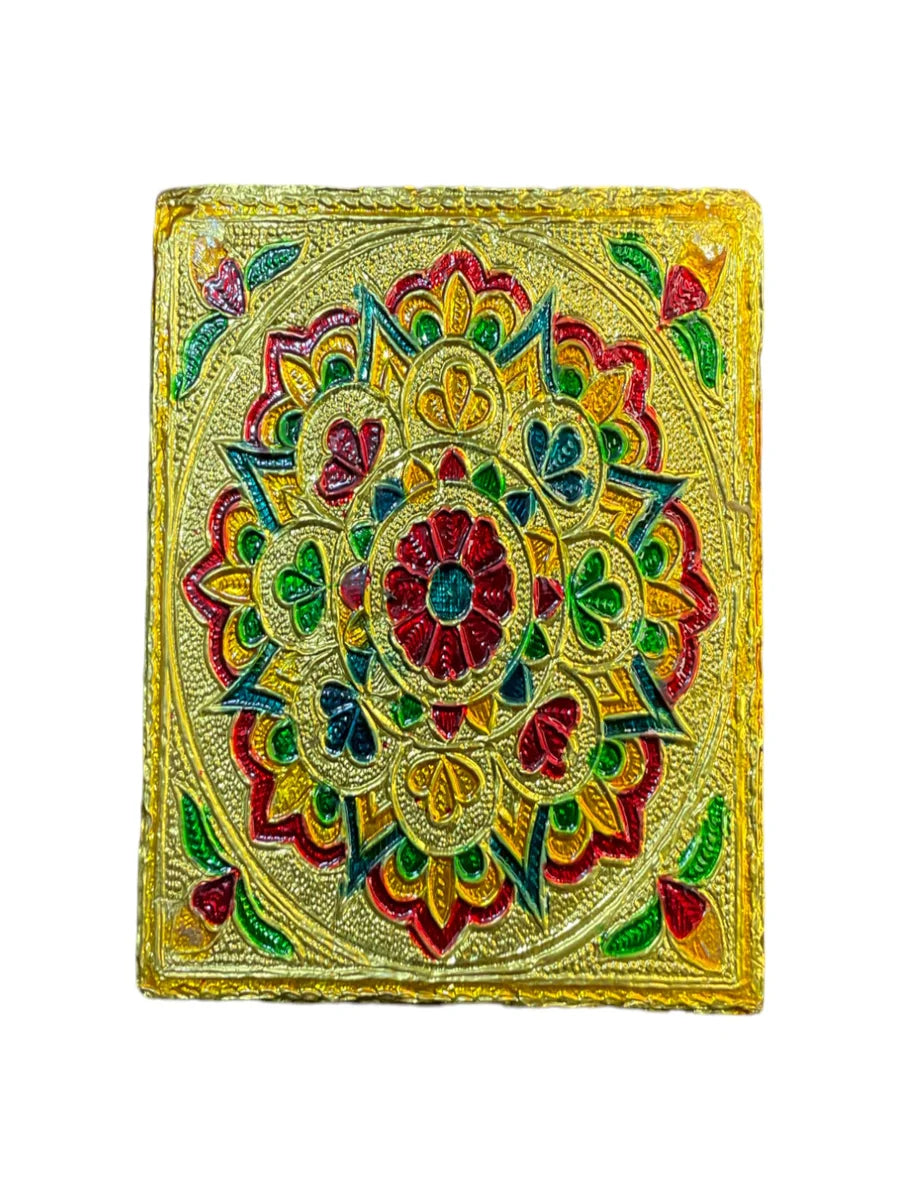 Handicraft Meenakari Wooden Chowki Puja Bajot for Home & Office Decor for Puja 4X4(inch) Small Chowki