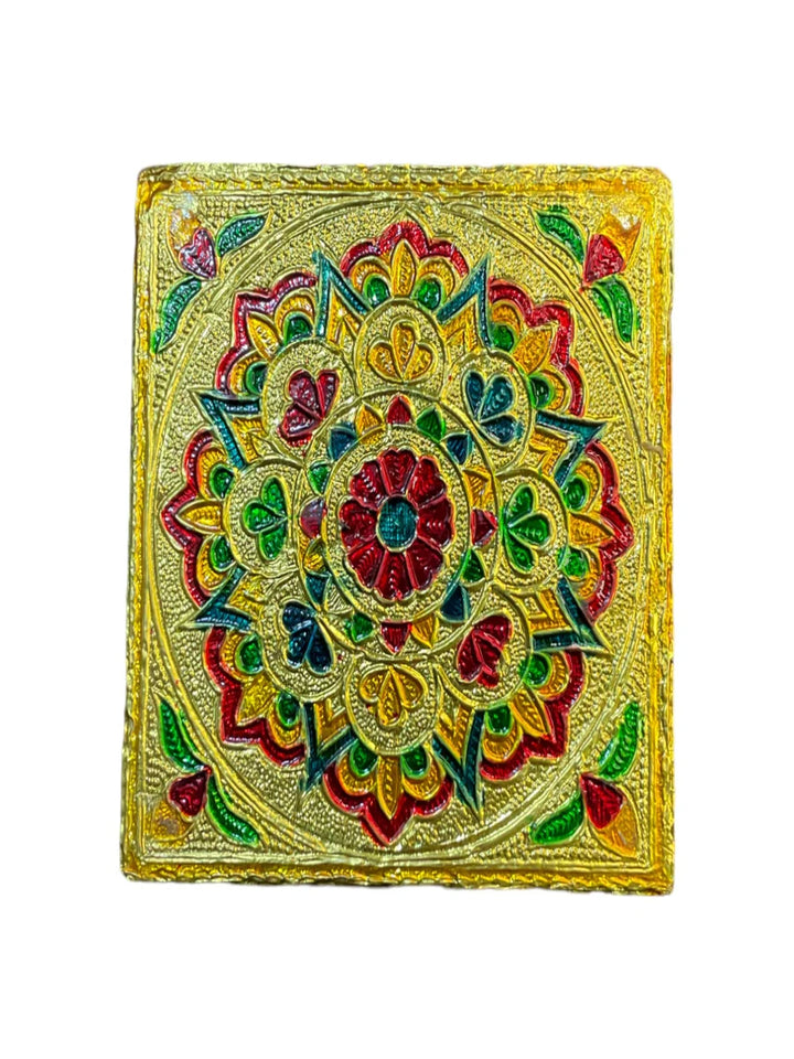 Handicraft Meenakari Wooden Chowki Puja Bajot for Home & Office Decor for Puja 4X4(inch) Small Chowki