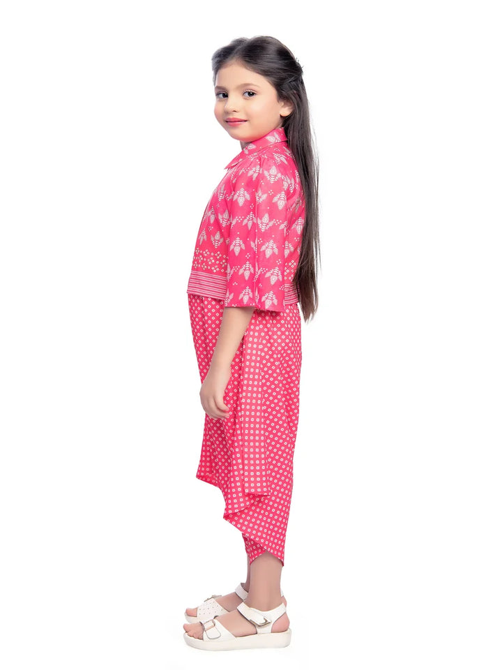 Elegant Rani Pink Kids Pant Set | Satin Fabric  Party Outfit