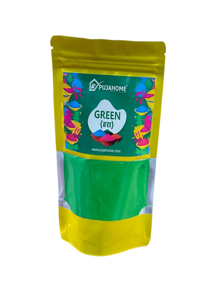 Holi Herbal Gulal Color with Non-Toxic Scent for 100 grams Each (Pack of 2 Colors - Green + Yellow)