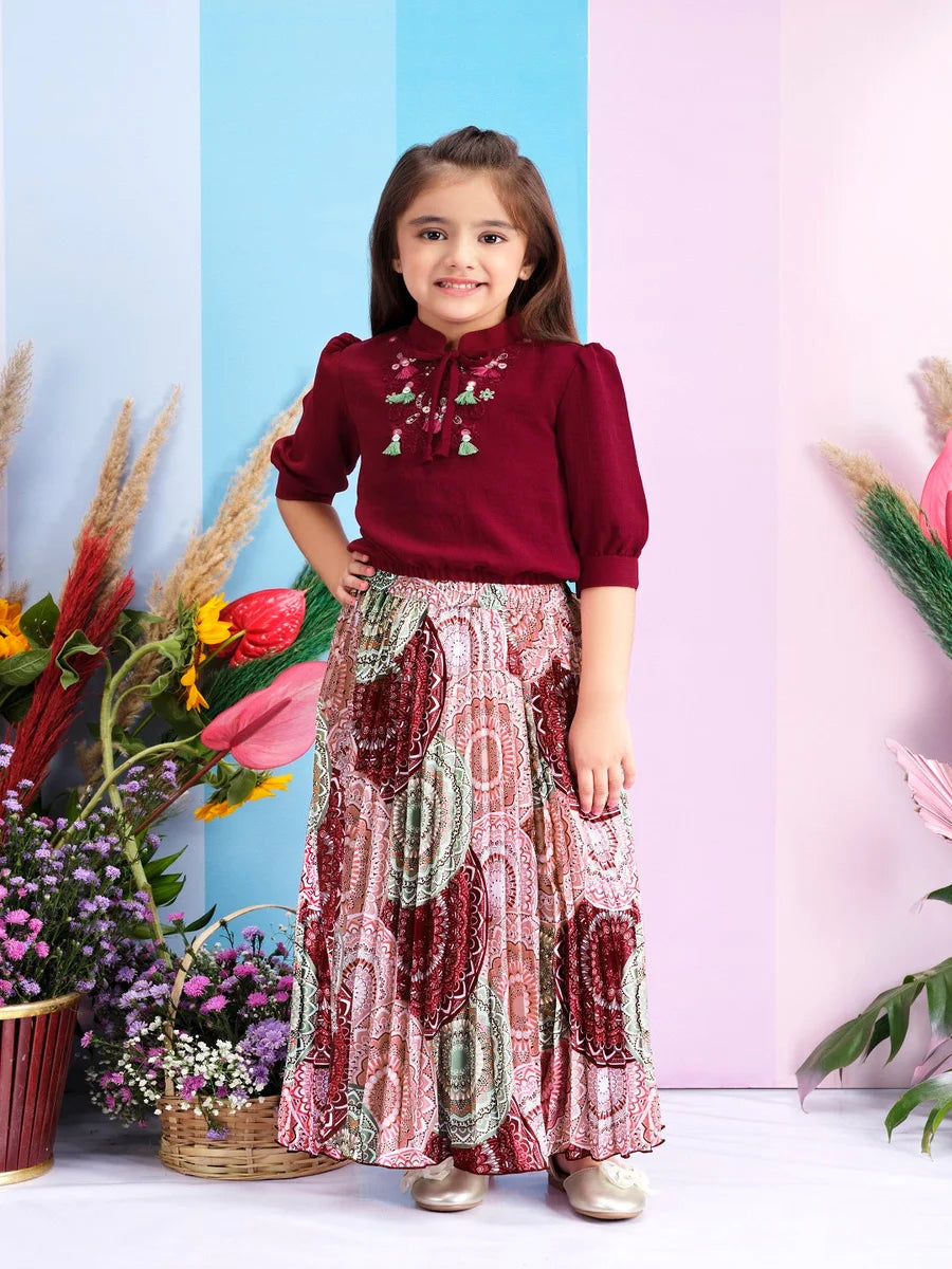 Georgette & Satin Skirt Set for Girls | Trendy Kids' Outfit
