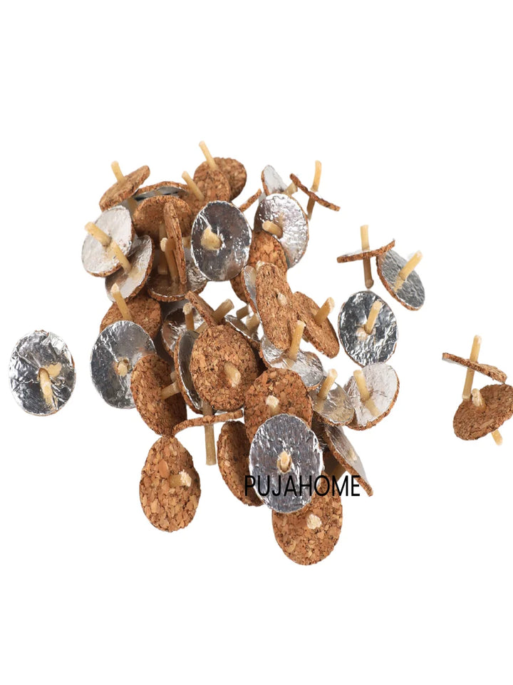 Eco-Friendly Cork-Based Floating Oil Wicks Diya Bati Parsi Vat Pack of (250 Wicks)