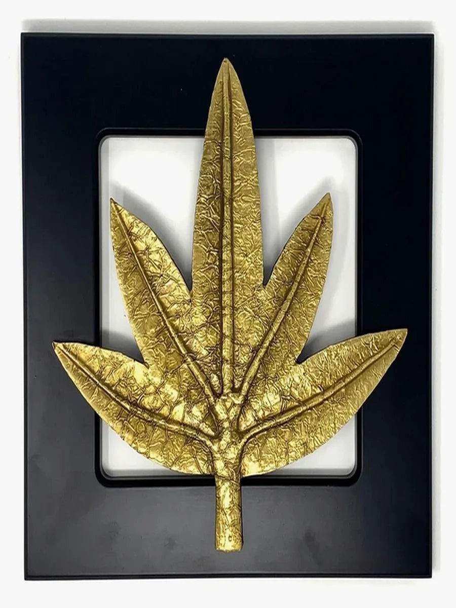 Brass Leaf Motif Wall Decor | Elegant 12"x12" Home Accent Piece