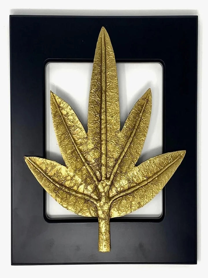 Brass Leaf Motif Wall Decor | Elegant 12"x12" Home Accent Piece
