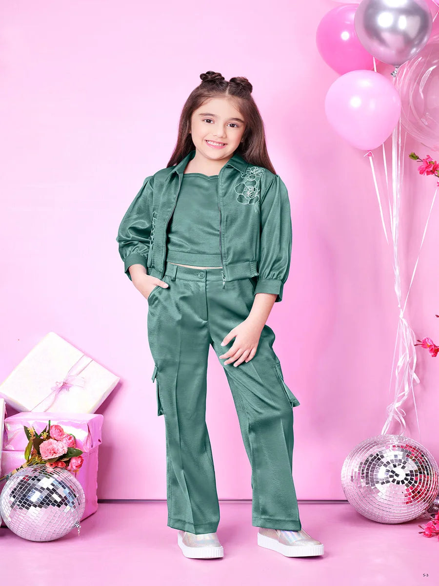 Teal Green Fancy Pant Set for Girls | Perfect for Parties & Celebrations