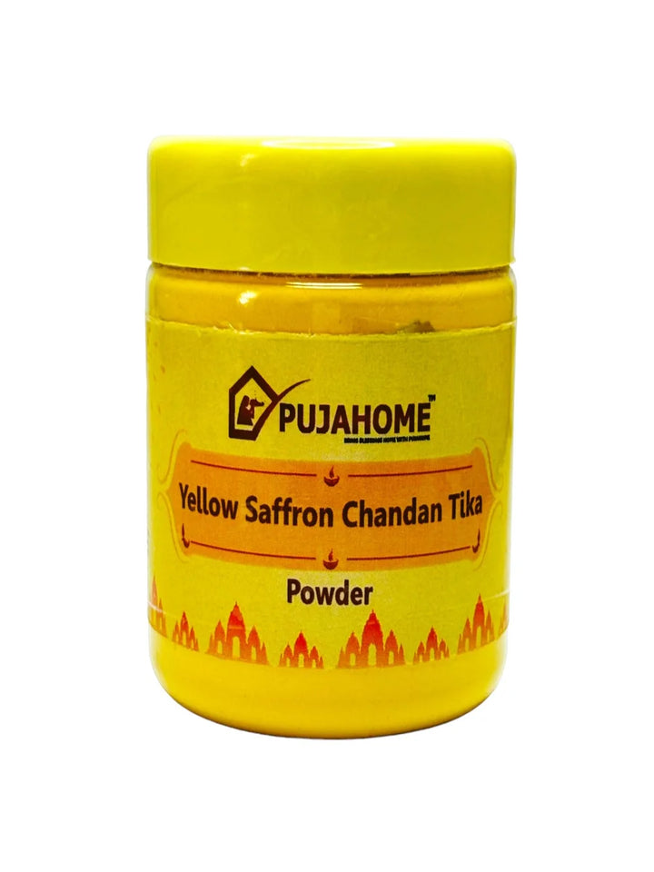 Premium Yellow Saffron Chandan Tika Powder 50 Gram Box