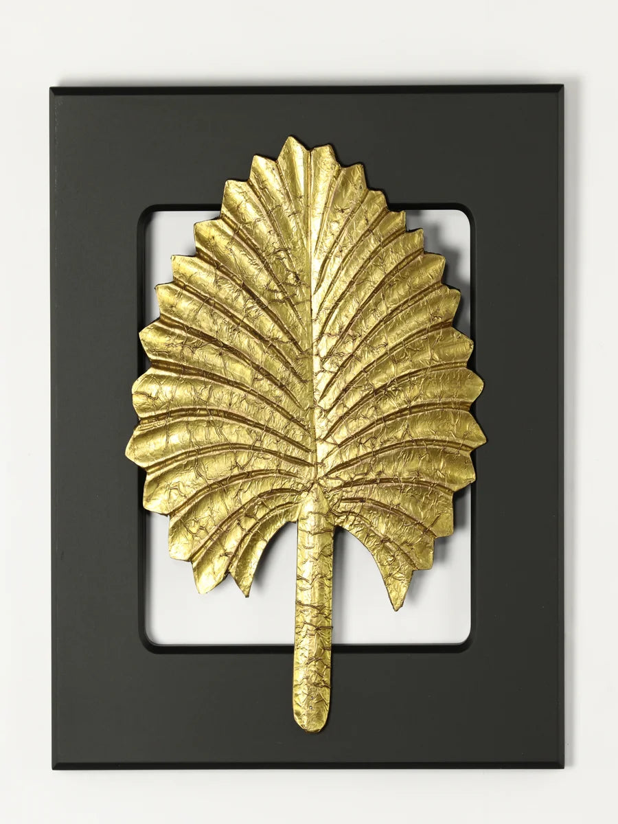 Brass Leaf Wall Decor | Elegant 12" Square Frames for Home Accent
