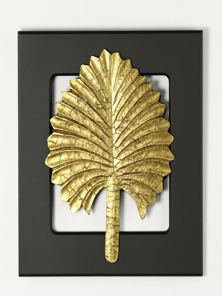 Brass Leaf Wall Decor | Elegant 12" Square Frames for Home Accent