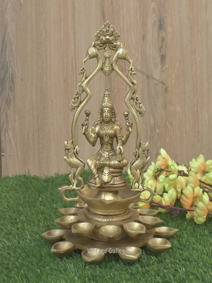 Handmade Brass Diya | Indian Lakshmi Goddess Sculpture Home Décor