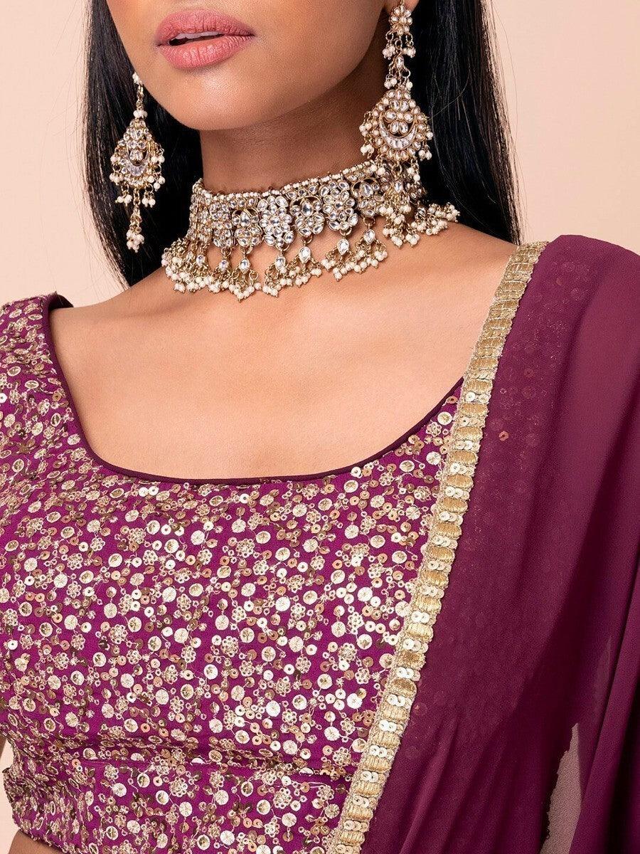 Designer Wine Lehenga Choli | Sequin & Embroidery Detailing