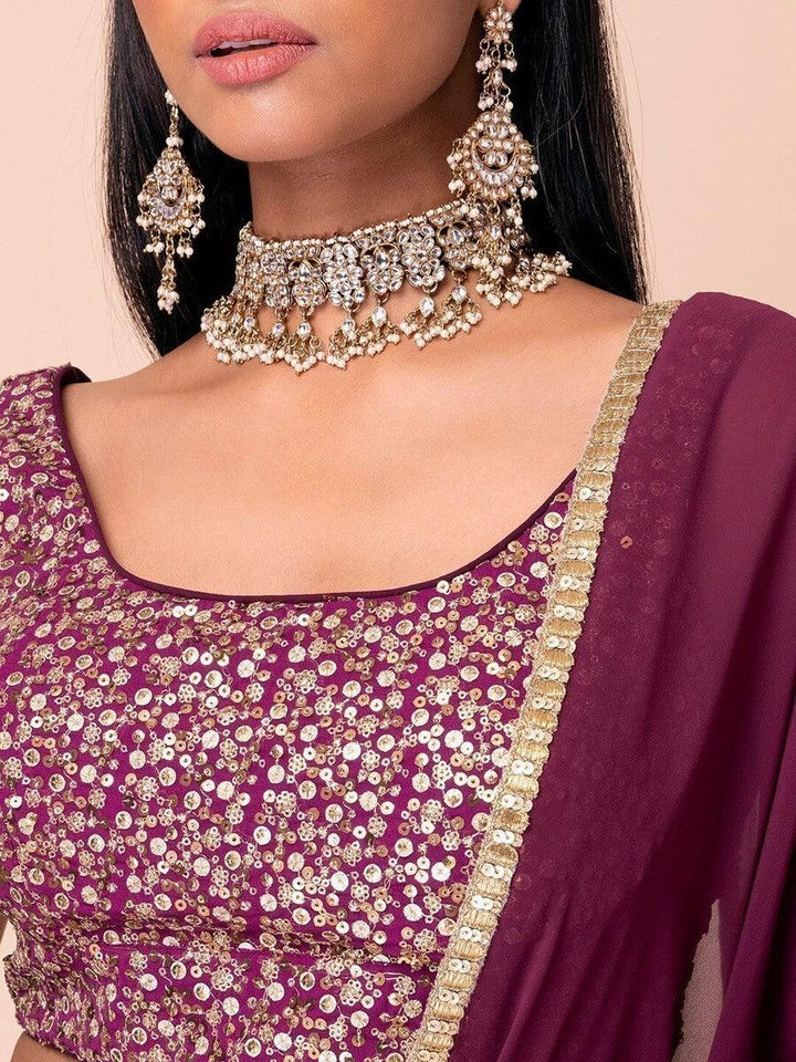 Designer Wine Lehenga Choli | Sequin & Embroidery Detailing