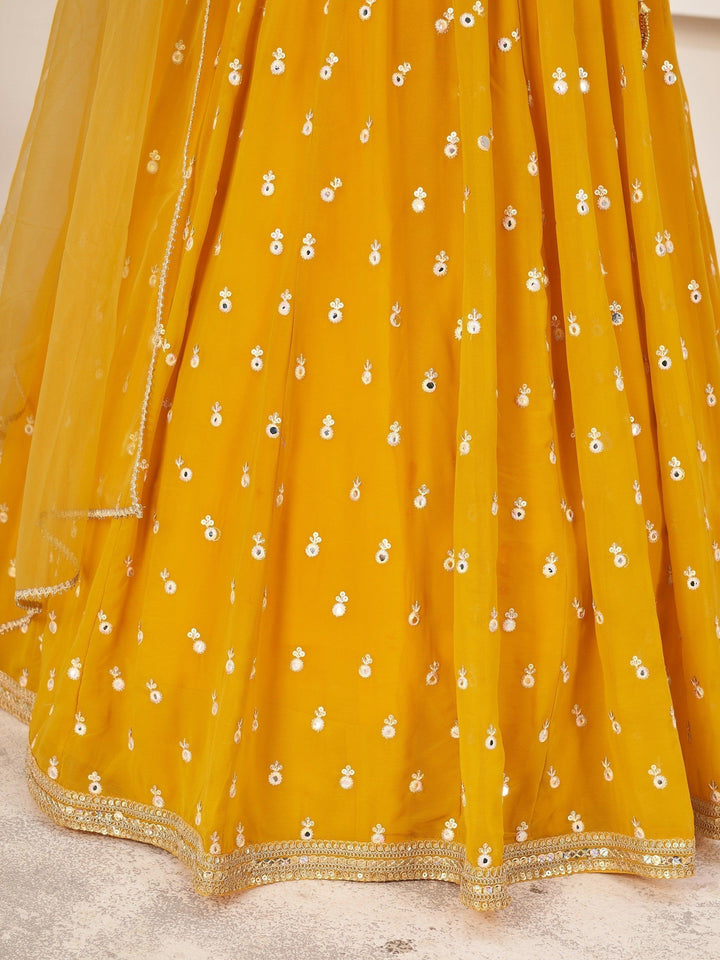 Radiant Yellow Lehenga Choli | Georgette Elegance with Threadwork & Sequins