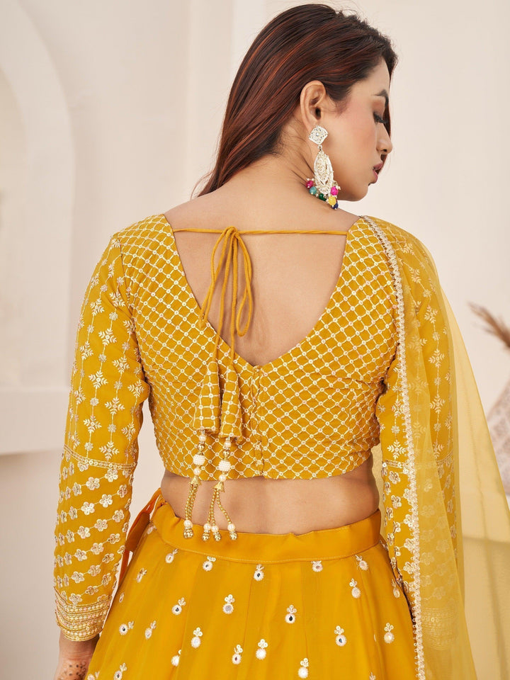 Radiant Yellow Lehenga Choli | Georgette Elegance with Threadwork & Sequins
