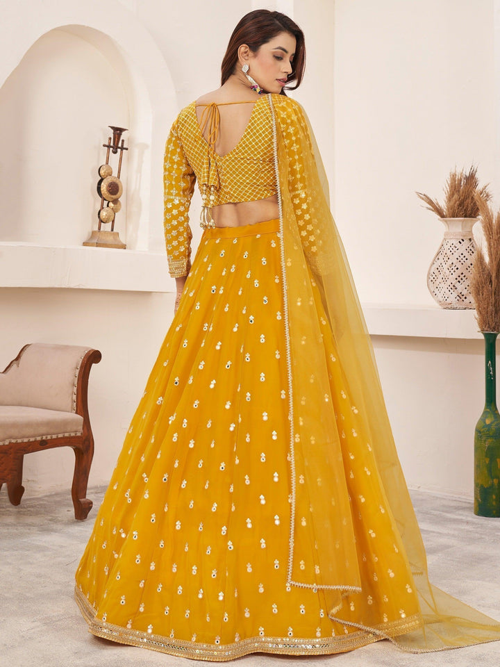 Radiant Yellow Lehenga Choli | Georgette Elegance with Threadwork & Sequins