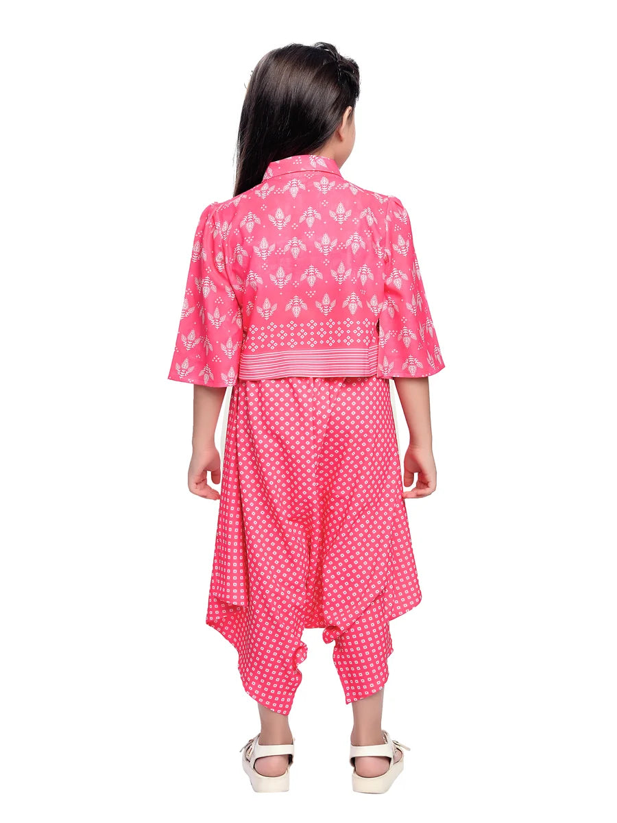 Elegant Rani Pink Kids Pant Set | Satin Fabric  Party Outfit