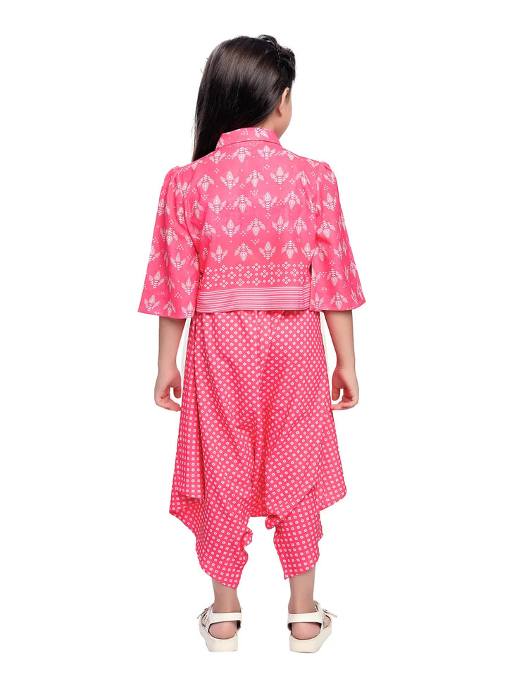 Elegant Rani Pink Kids Pant Set | Satin Fabric  Party Outfit