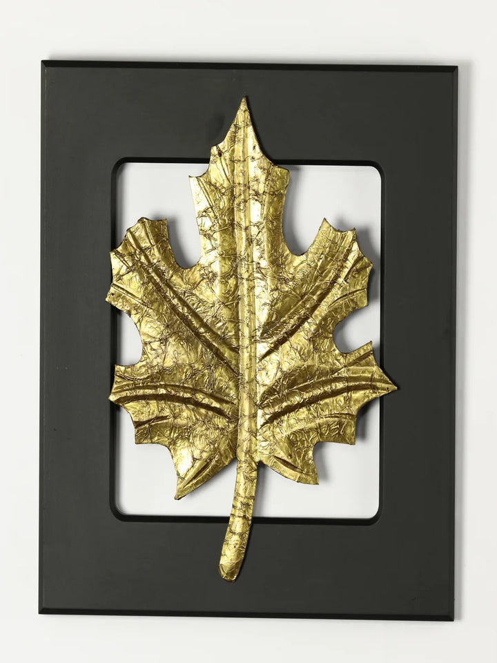 Brass Leaf Wall Decor | Elegant Framed Art for Living Room & Bedroom