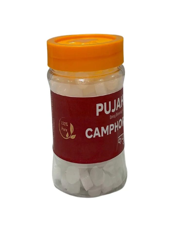 Premium Camphor Tablets | Kapur | Kapoor | Kapooram Tablets for Puja, Aarti, Havan, Meditation, Yoga Kapoor Dani, Diffuser, Air Purifier (50gram x 2)