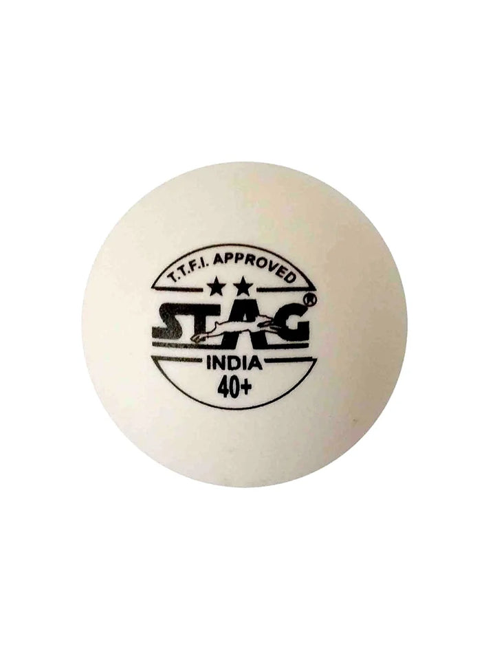 STAG Two Star Plastic Table Tennis Ball, 40mm Pack of 6, White