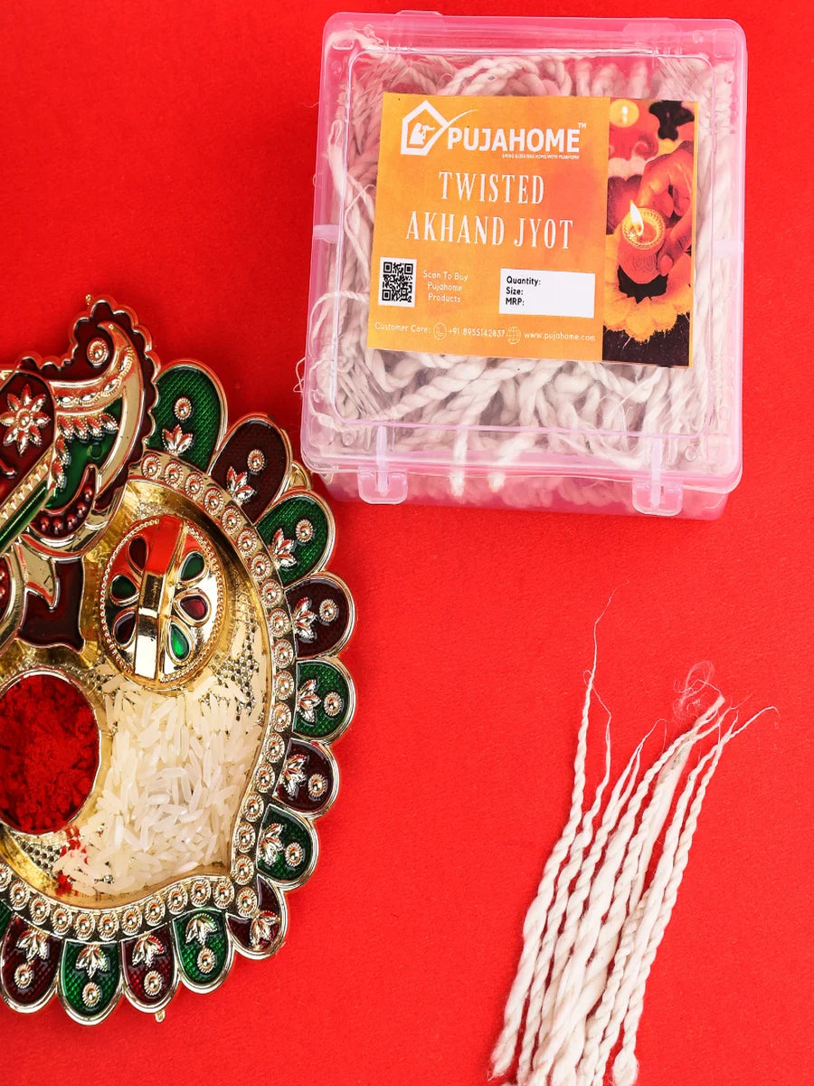 Twisted White Akhand Jyot Cotton Short Wick (300+ Pieces)